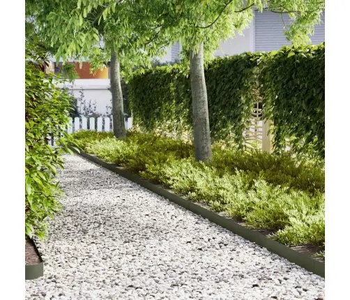 Zāles Malu Ierobežojumi 10 Gabali Olīvu Zaļā 100X0,5X15 Cm Plastmasas Vidaxl