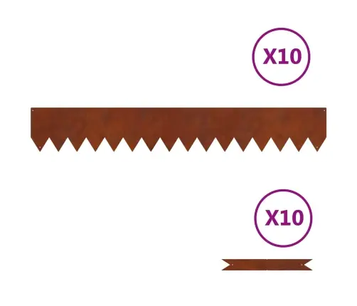 Zāliena Apmales 10 Pcs Brūna 100 X 0.5 X 15 Cm Vidaxl