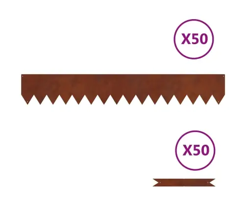 Zāliena Apmales 50 Pcs Brūna 100 X 0.5 X 15 Cm Vidaxl