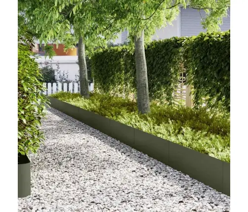 Zālāju Apmales 10 Gab. Olīvu Zaļā 100X0,5X30 Cm Tērauds Vidaxl