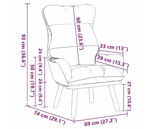 Atpūtas Krēsls Melna Samta Vidaxl