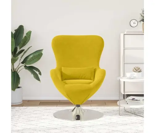 Kiaušinio Formos Krėslas Geltona 63 X 73 X 90 Cm Aksomas