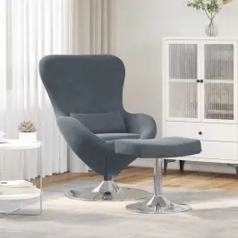 Olas Krēsls Ar Pufu Tumši Pelēka 63 X 73 X 90 Cm Samts Vidaxl Olas Krēsls Ar Pufu Tumši Pelēka 63 X 73 X 90 Cm Samts Vidaxl