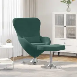 Olas Krēsls Ar Pufu Tumši Zaļa 63 X 73 X 90 Cm Samts Vidaxl