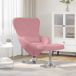 Olas Krēsls Ar Pufu Rozā 63 X 73 X 90 Cm Samts Vidaxl