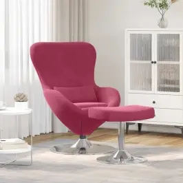 Olas Krēsls Ar Pufu Vīnsarkans 63 X 73 X 90 Cm Samts Vidaxl