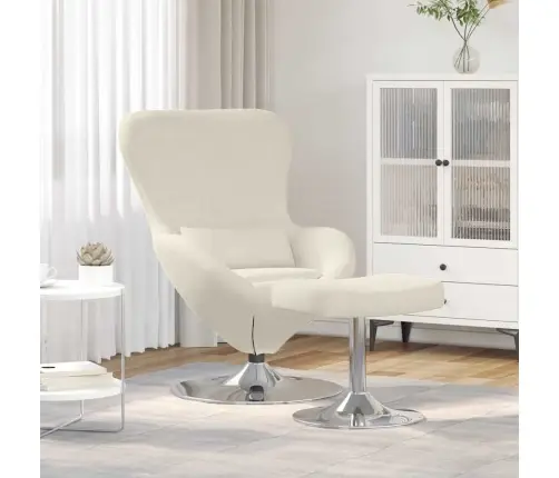 Olu Krēsls Ar Pēdu Atbalstu Krēmkrāsas Samts Vidaxl