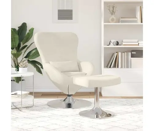 Olu Krēsls Ar Pēdu Atbalstu Krēmkrāsas Samts Vidaxl