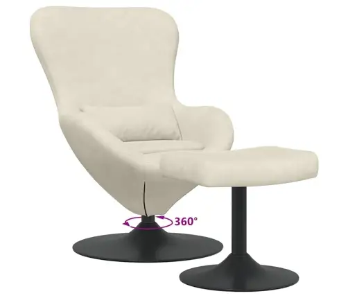 Olu Krēsls Ar Pēdu Atbalstu Krēmkrāsas Samts Vidaxl