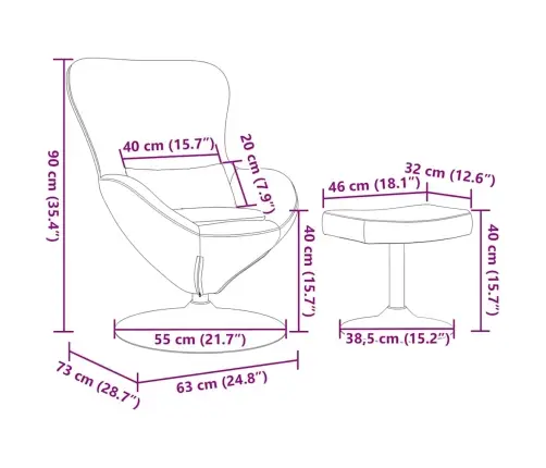 Olu Krēsls Ar Pēdu Atbalstu Violetā Samta Vidaxl Olu Krēsls Ar Pēdu Atbalstu Violetā Samta Vidaxl