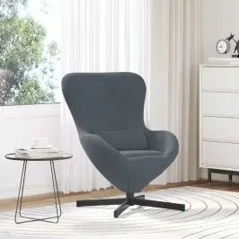 Kiaušinio Formos Krėslas Tamsiai Pilka 63 X 73 X 90 Cm Aksomas