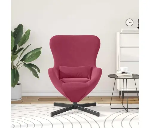 Kiaušinio Formos Krėslas Vyno Raudona 63 X 73 X 90 Cm Aksomas