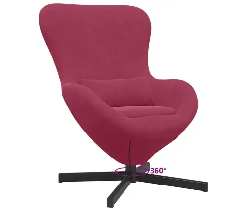 Kiaušinio Formos Krėslas Vyno Raudona 63 X 73 X 90 Cm Aksomas