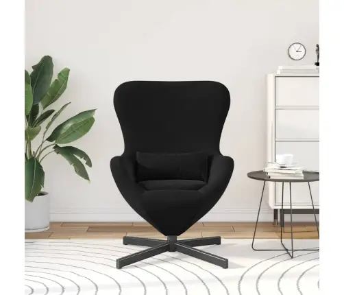 Kiaušinio Formos Krėslas Juoda 63 X 73 X 90 Cm Aksomas