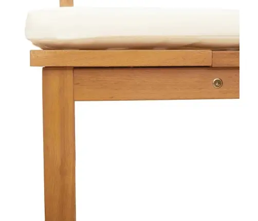 Sauļošanās Krēsls Ar 3-In-1 Funkciju Un Krēmkrāsas Spilveniem No Cieta Akācijas Koka Vidaxl