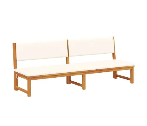 Sauļošanās Krēsls Ar 3-In-1 Funkciju Un Krēmkrāsas Spilveniem No Cieta Akācijas Koka Vidaxl