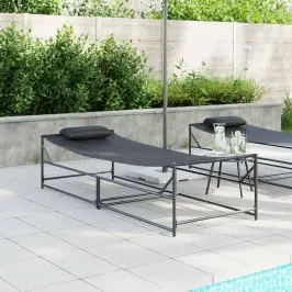 Päevitusvoodi Antratsiit 200 X 74 X 73 Cm Textilene Ja Teras