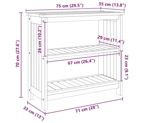 Dārza Skapis Ar Plauktu Brūna 75 X 35 X 70Cm Masīvkoks Akācija Vidaxl