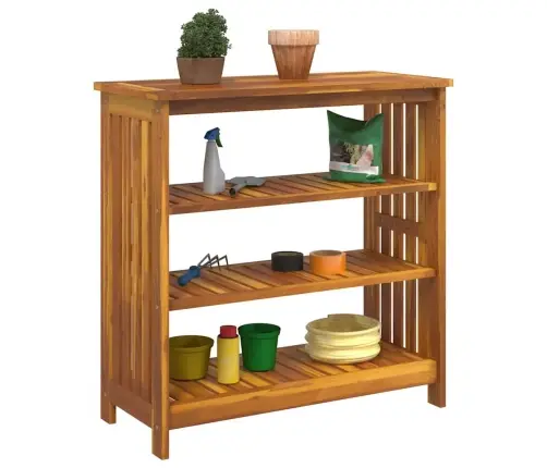 Dārza Skapis Ar Plauktu Brūna 75 X 35 X 70Cm Masīvkoks Akācija Vidaxl