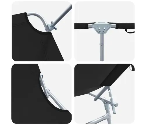 Salokāmi Sauļošanās Krēsli 2 Gab Ar Nojumi Melns 600D Oxford Audums Vidaxl