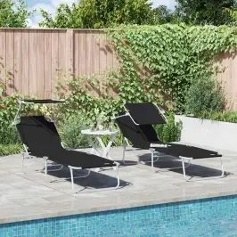 Sauļošanās Krēsls 2-Persona 2 Pcs Melna 58 X 188 X 77Cm Audums Vidaxl