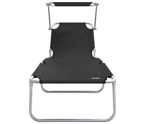 Salokāmi Sauļošanās Krēsli 2 Gab Ar Nojumi Melns 600D Oxford Audums Vidaxl
