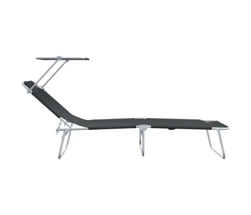 Salokāmi Sauļošanās Krēsli 2 Gab Ar Nojumi Melns 600D Oxford Audums Vidaxl