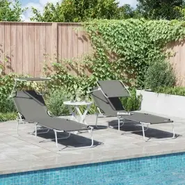 Saulės Gultas 2-Asmuo 2 Pcs Pilka 58 X 188 X 77 Cm Audinys