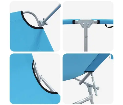 Salokāmi Sauļošanās Krēsli 2 Gab. Ar Nojumi Debesu Zils 600D Oxford Audums Vidaxl