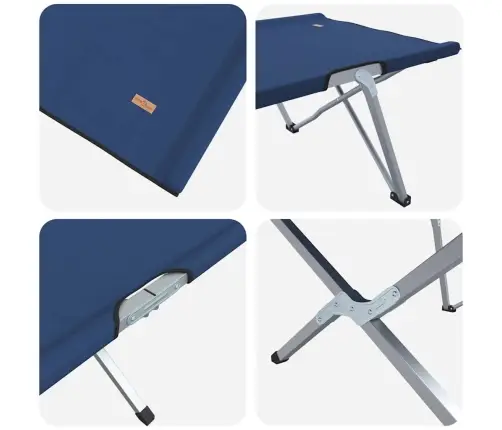 Salokamā Kempinga Gulta Zila Metāls, Audums Standarta Salokāma Vidaxl