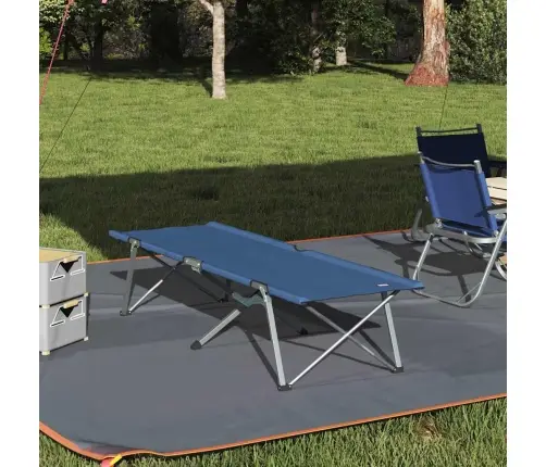 Salokamā Kempinga Gulta Zila Metāls, Audums Standarta Salokāma Vidaxl