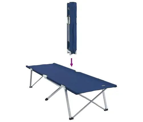 Salokamā Kempinga Gulta Zila Metāls, Audums Standarta Salokāma Vidaxl