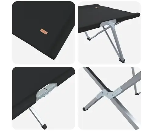 Saliekamā Kempinga Gulta Ar Pārvadāšanas Somu Melns 600D Oxford Audums Vidaxl