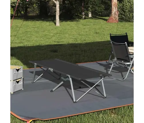 Saliekamā Kempinga Gulta Ar Pārvadāšanas Somu Melns 600D Oxford Audums Vidaxl