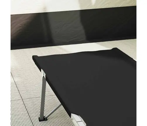 Saliekamā Kempinga Gulta Ar Pārvadāšanas Somu Melns 600D Oxford Audums Vidaxl