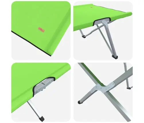 Salokāmā Kempinga Gulta Tumši Zaļa Metāls, Audums Vienam Cilvēkam Vidaxl