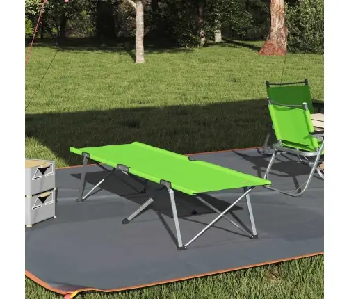 Salokāmā Kempinga Gulta Tumši Zaļa Metāls, Audums Vienam Cilvēkam Vidaxl