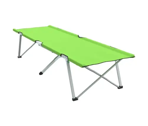 Salokāmā Kempinga Gulta Tumši Zaļa Metāls, Audums Vienam Cilvēkam Vidaxl