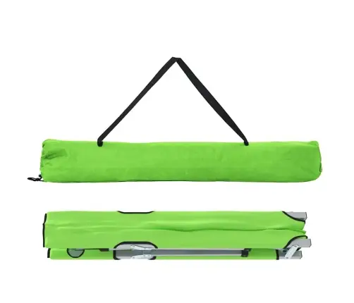 Salokāmā Kempinga Gulta Tumši Zaļa Metāls, Audums Vienam Cilvēkam Vidaxl