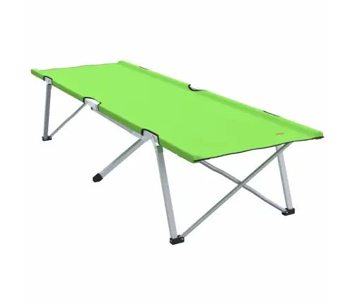 Salokāmā Kempinga Gulta Tumši Zaļa Metāls, Audums Vienam Cilvēkam Vidaxl