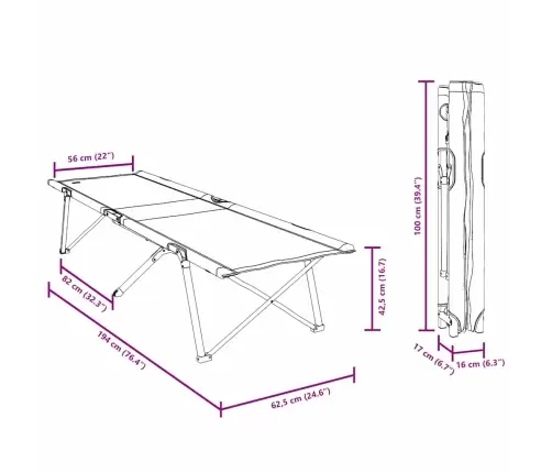Salokāmā Kempinga Gulta Tumši Zaļa Metāls, Audums Vienam Cilvēkam Vidaxl