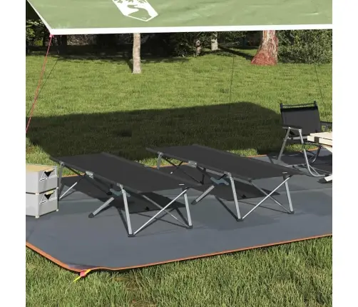 Sulankstoma Kempingo Lova 2 Pcs Juoda 194 X 62.5 X 42.5 Cm