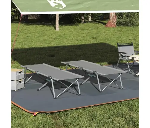 Saliekamās Gultas 2 Gab. Ar Pārvadāšanas Somu Pelēkā 600D Oxford Audumā Vidaxl