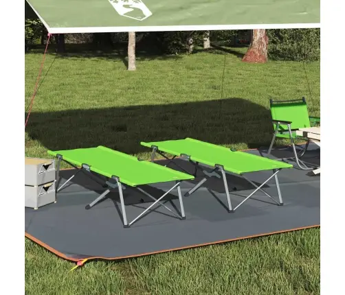 Saliekama Kempinga Gulta Tumši Zaļa Metāla Rāmis Ar Auduma Virsmu Vidaxl