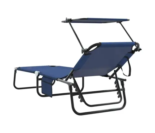 Salokāmie Sauļošanās Krēsli 2 Gab. Ar Nojumi Zils 600D Oxford Audums Vidaxl