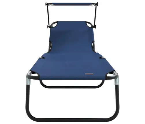 Salokāmie Sauļošanās Krēsli 2 Gab. Ar Nojumi Zils 600D Oxford Audums Vidaxl