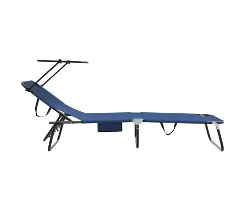 Salokāmie Sauļošanās Krēsli 2 Gab. Ar Nojumi Zils 600D Oxford Audums Vidaxl