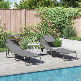 Saliekamais Sauļošanās Krēsls 2 Pcs Pelēka 56 X 190 X 81Cm Vidaxl