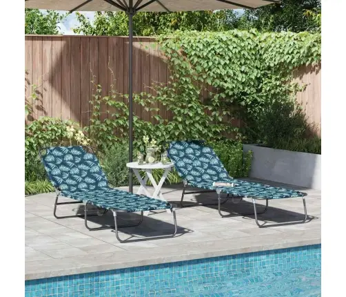 Saliekamais Sauļošanās Krēsls 2 Pcs Zaļa 56 X 189 X 87Cm Audums Vidaxl