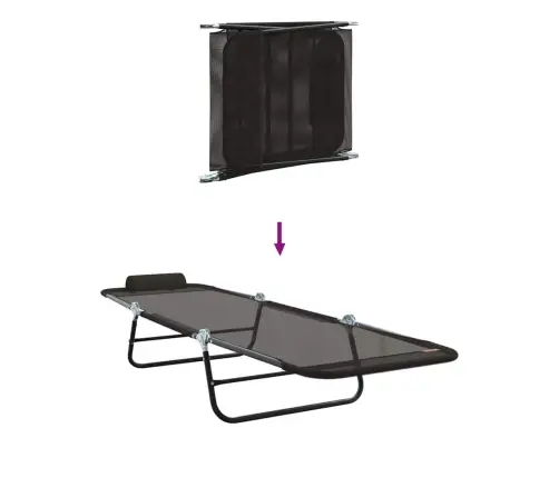 Salokāmais Saules Krēsls Ar Galvas Balstu Melns Tekstilēns Vidaxl